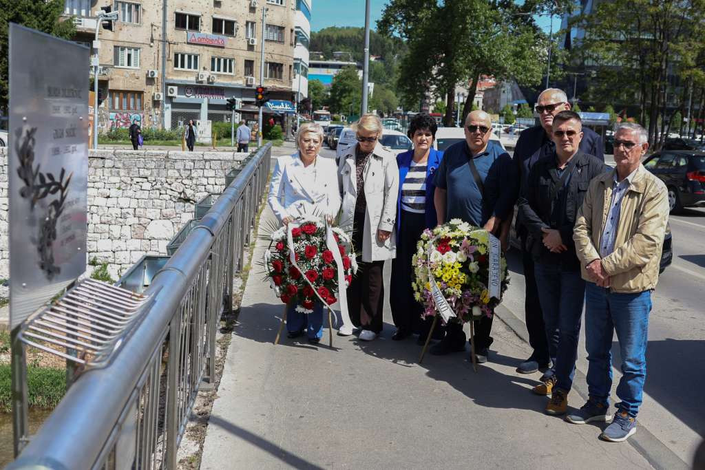 Flowers laid at the Place of Murder of the First Civilian Victims of Sarajevo